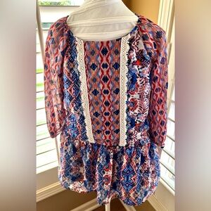 Xtraordinary Girls Boho Dress Size 6X Multicolor Crochet Trim Winter School‎